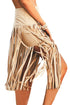 Sexy Khaki Polyester Skirt With Tassel